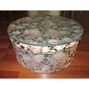 Large Floral Hat Box - Vintage - 16"